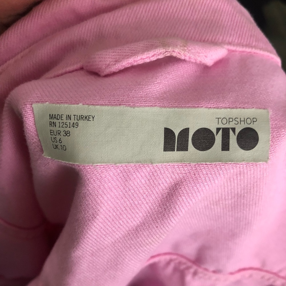 Pink Topshop boyfriend denim jacket